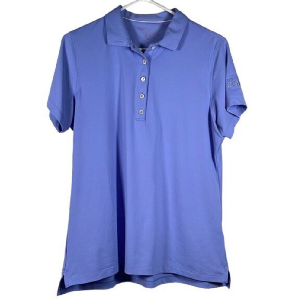 Women's Peter Millar Tennis Golf Polo S/S Shirt Purple Blue Size Large EUC #2694